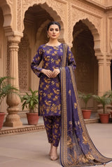 3 Pieces - Marooj Unstitched Purple BanaDora Linen Suit