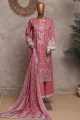 3 Pieces - Riwayat Unstitched Pink Ladies Cambric Cotton Suit