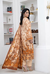 3 Piece - Marooj Unstitched Skin BanaDora Linen Suit