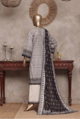 3 Pieces - Riwayat Unstitched OFF-White Ladies Cambric Cotton Suit