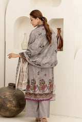 3 Pieces - Marooj Unstitched Grey BanaDora Linen Suit