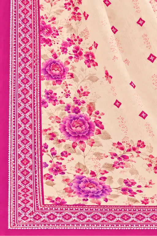 3 Pieces - Riwayat Unstitched OFF-White  Viscose Printed Suit