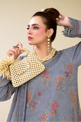 3 Pieces - Marooj Luxury Embroidered Unstitched Light Purple  Karandi Ladies Suits