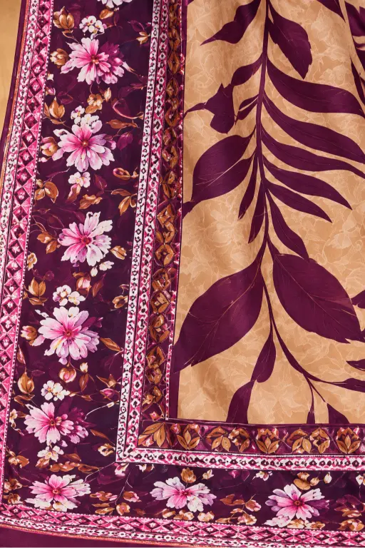 3 Pieces - Riwayat Unstitched Purple Viscose Printed Suit
