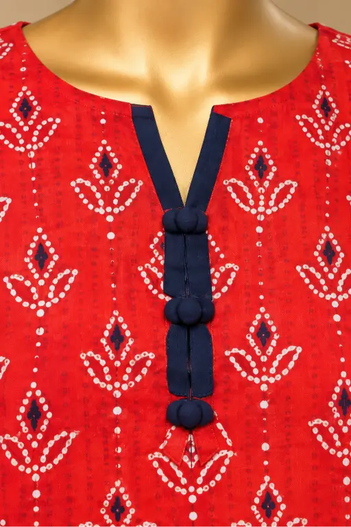 3 Pieces - Riwayat Unstitched Red Viscose Printed Suit