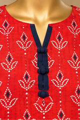 3 Pieces - Riwayat Unstitched Red Viscose Printed Suit