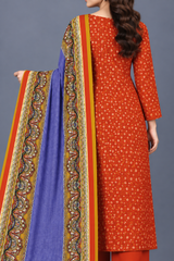 3 Pieces - Bareeze Unstitched Red  Ladies Printed Khaddar Suit