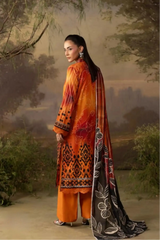 3 Pieces - Rangreza Unstitched Orange Lawn Suit