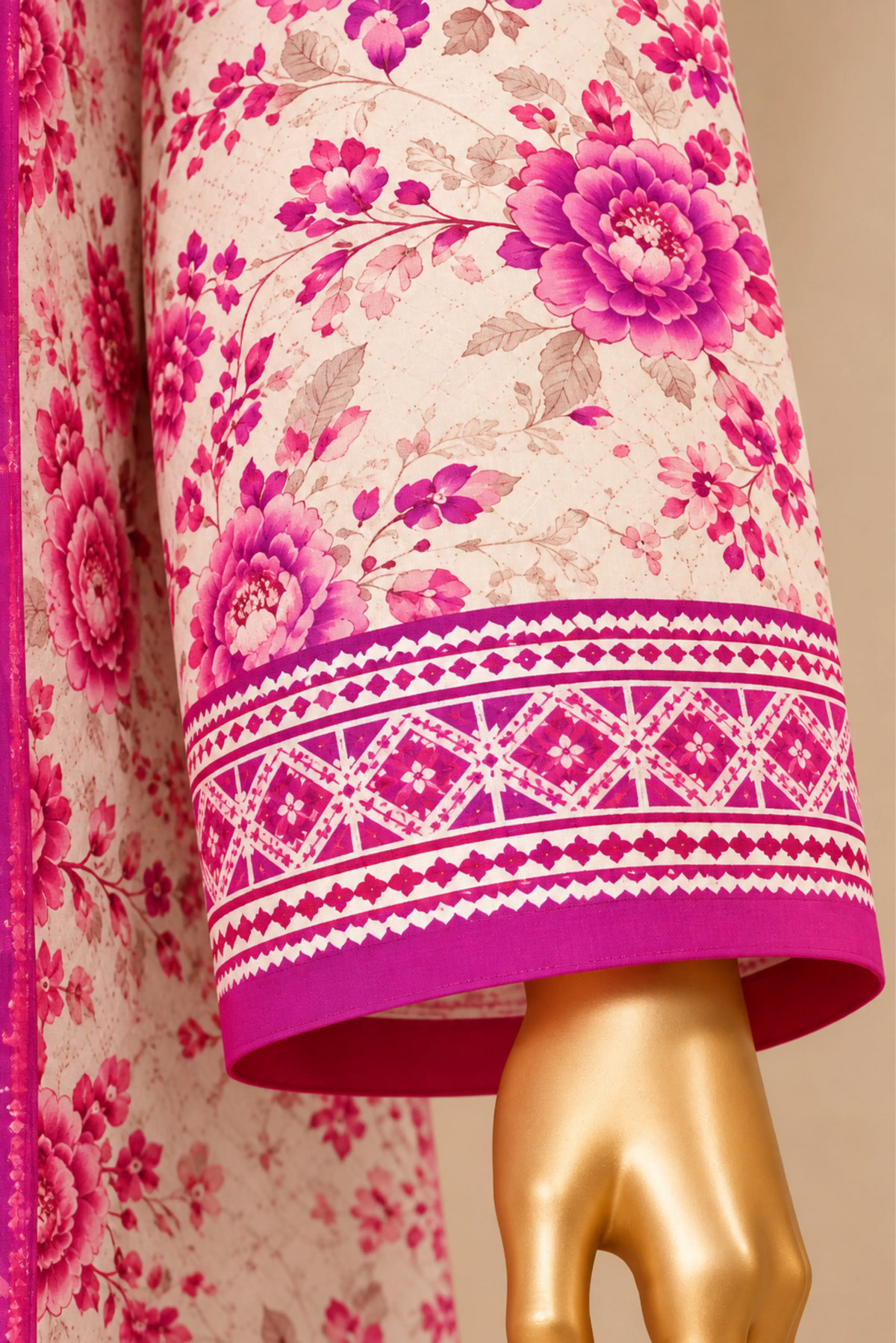 3 Pieces - Riwayat Unstitched OFF-White  Viscose Printed Suit