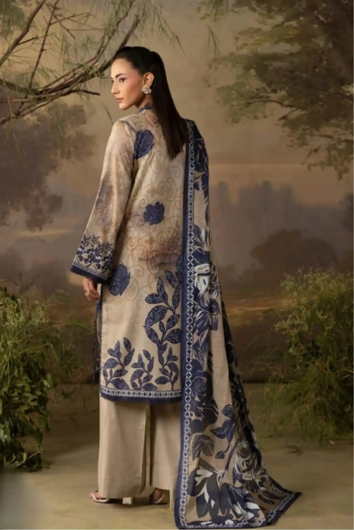 3 Pieces - Rangreza Unstitched Skin Lawn Suit