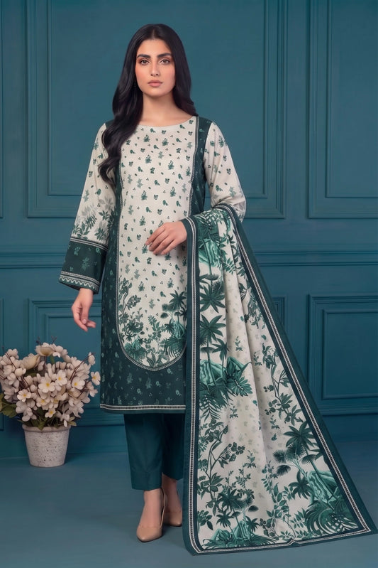 3 Piece - Marooj Ethnic Premium Printed Unstitched Zink khaddar Suit