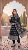 3 Pieces - Sohni Dharti  Unstitched Black And White Lawn Suit