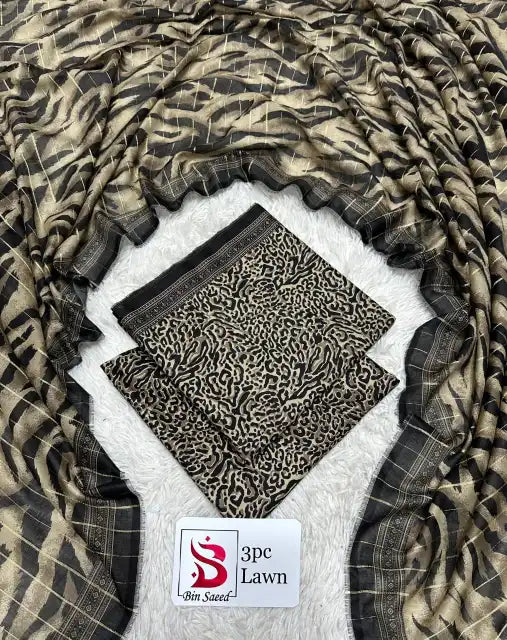 3 Pieces -Bin Saeed Unstitched Cheeta Ladies Lawn Suit
