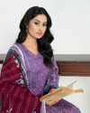 3 Piece - Junoon Unstitched Purple Ladies Print Lawn Suit