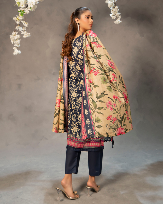 3 Piece - Mahi Unstitched Blue Ladies Transliminor Magic Print Lawn Suit